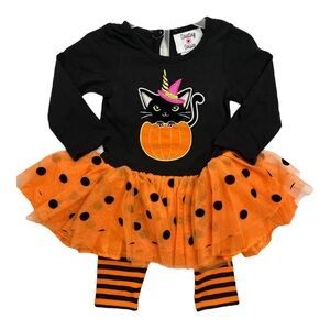 Orange and Black Cat Halloween Costume for Kids.